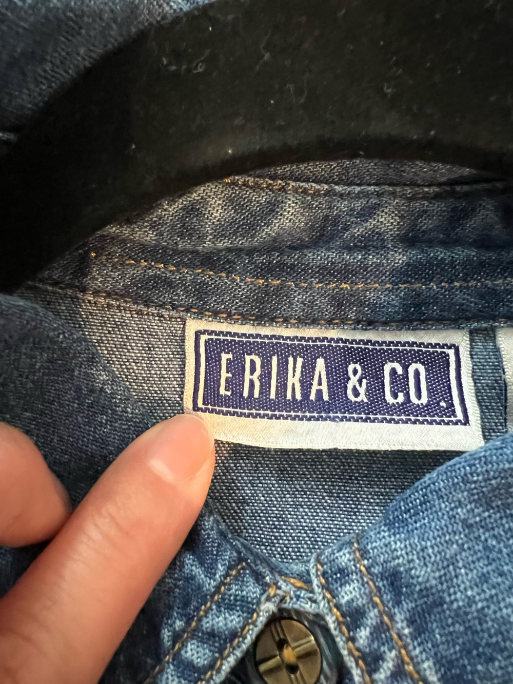Maxi Denim Button-Front Shirt Dress - Blue Erika & Co Vintage - Picture 13 of 14